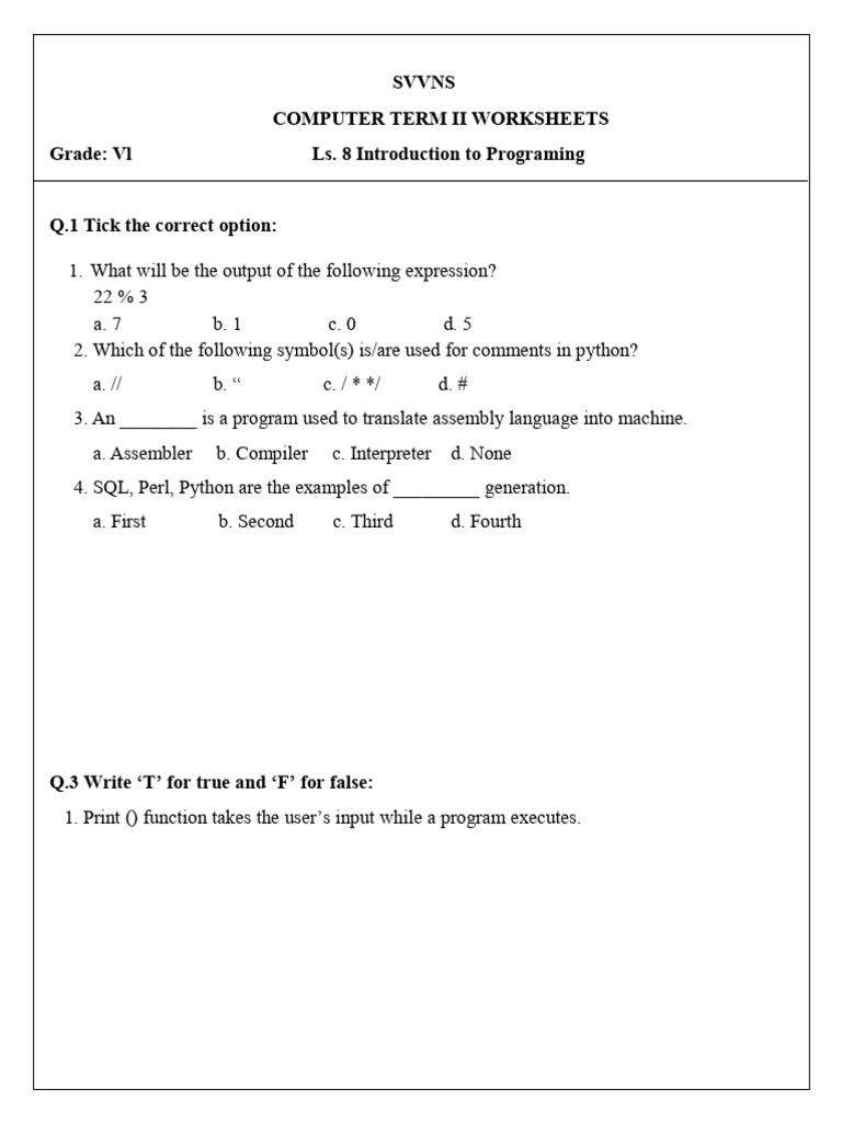 Lesson No 8 (Introduction To Programming) | PDF