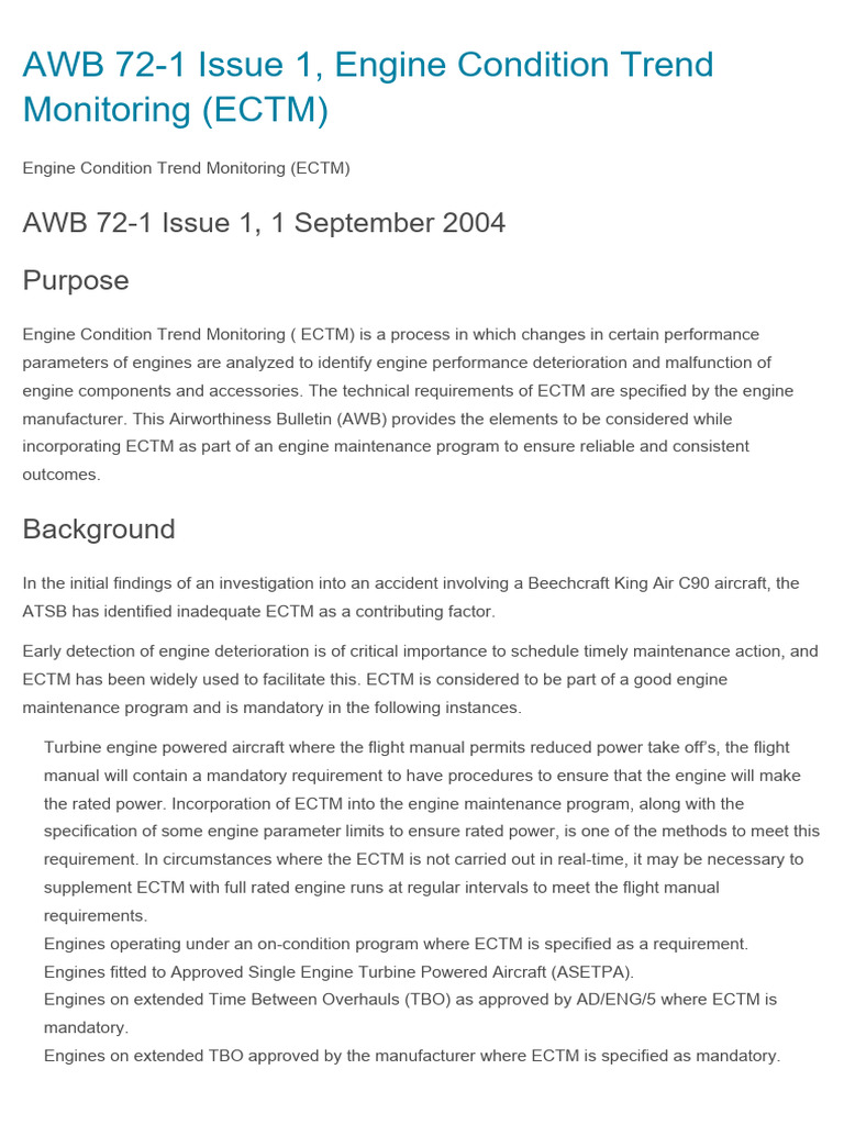Engine Condition Trend Monitoring Guide | PDF | Data | Aircraft