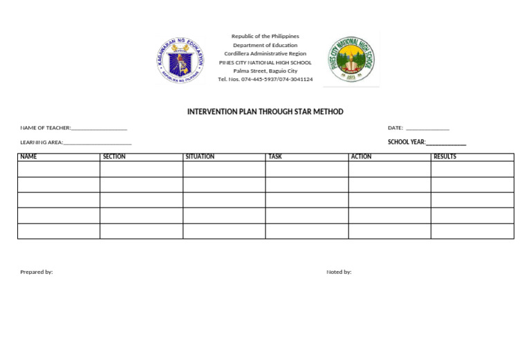 STAR Method Intervention Plan | PDF