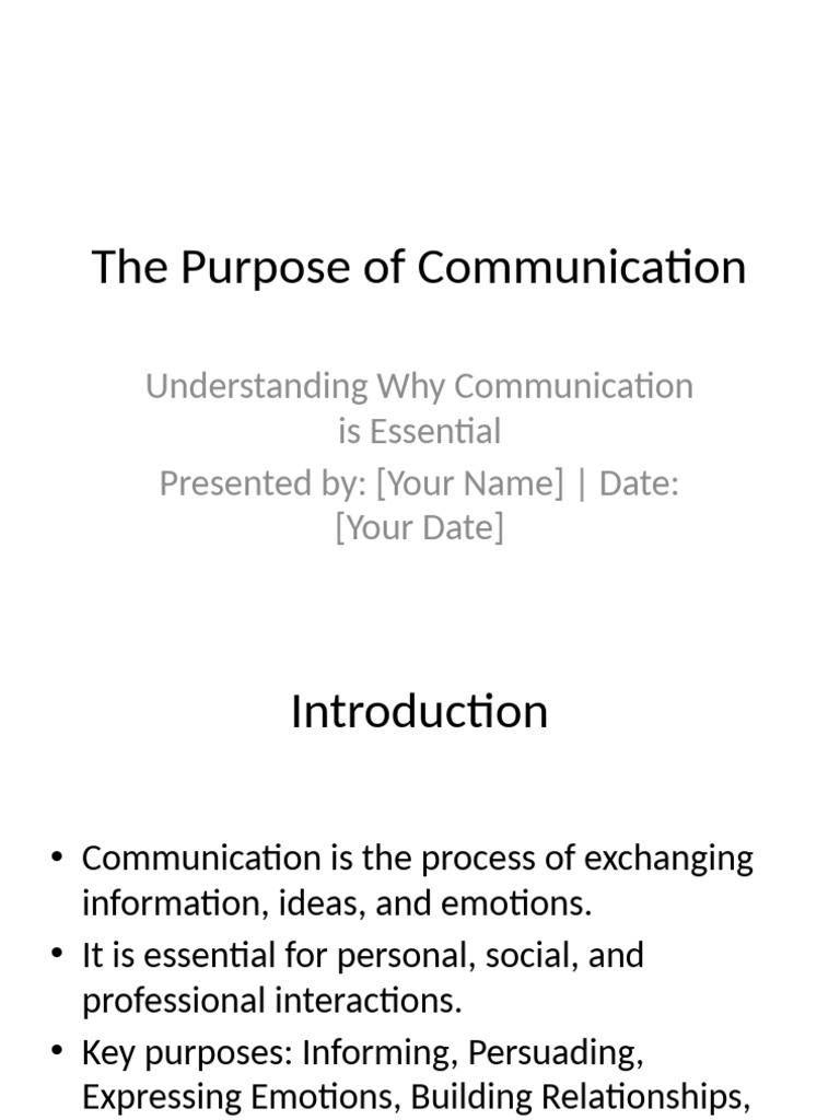 Purpose Of Communication Presentation Pdf