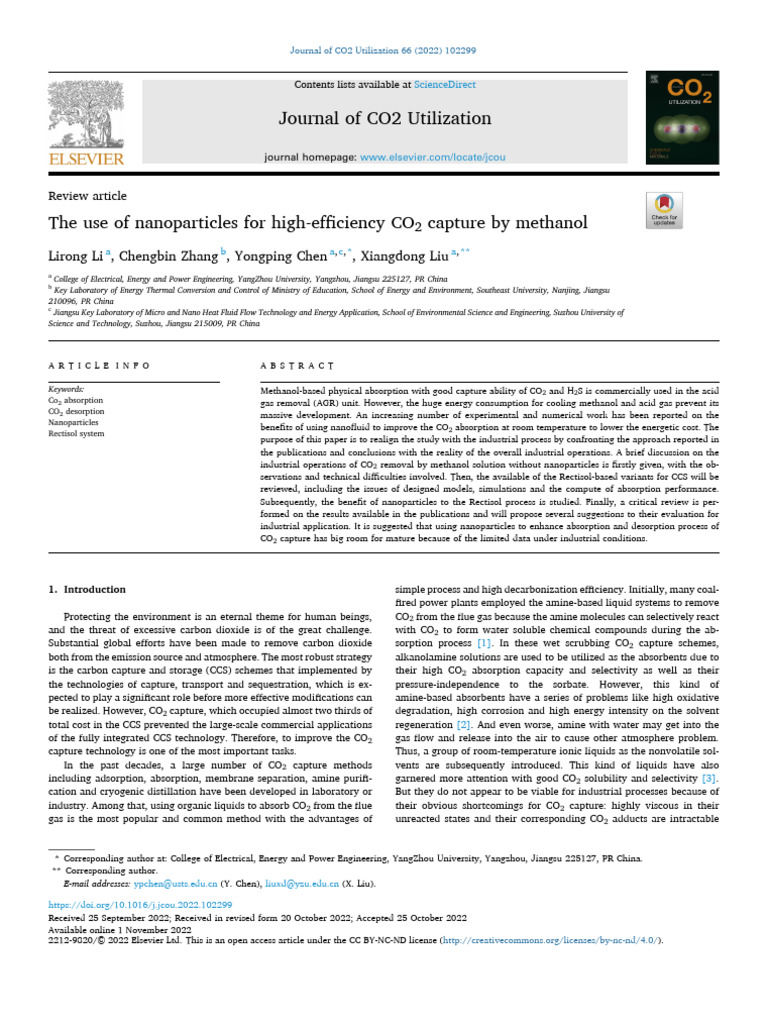 Nanoparticles Enhance CO2 Capture Efficiency | PDF | Carbon Dioxide ...