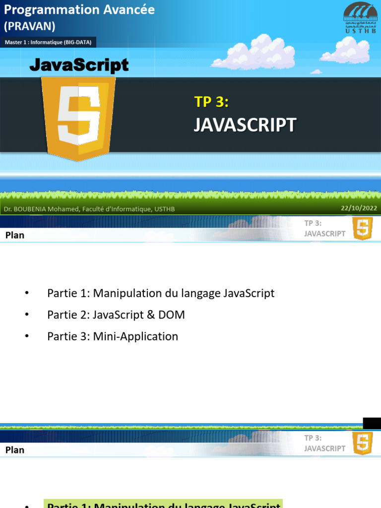 Plan de TP JavaScript Avancé | PDF | JavaScript | Programmation ...