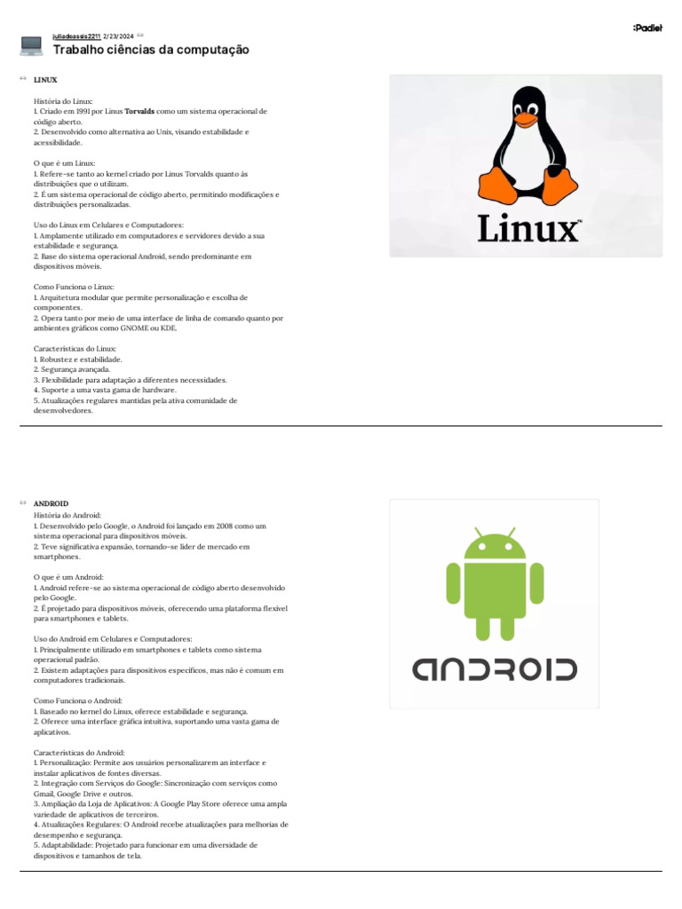 Comparativo de Sistemas: Linux, Android e Windows | PDF | Android ...