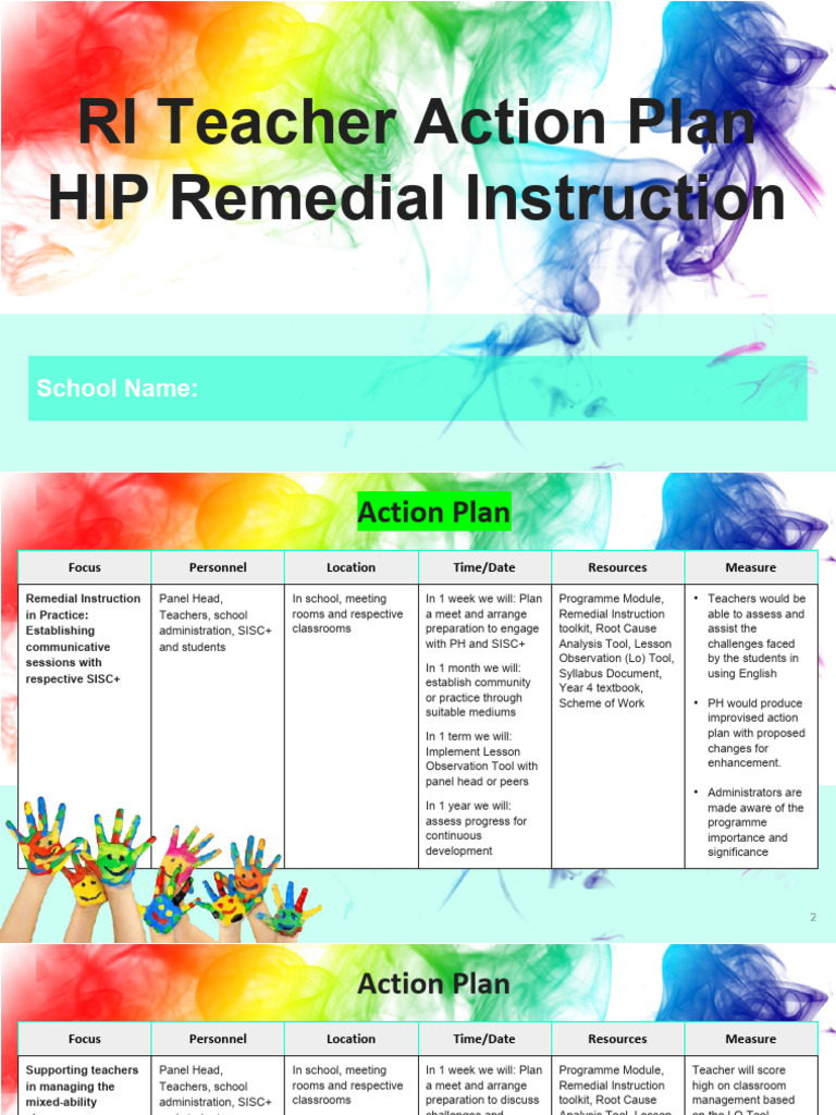 Remedial Instruction Action Plan Overview | PDF | Classroom | Teachers