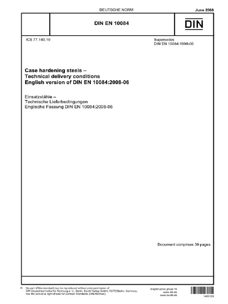 Din en 10084 2008 | PDF