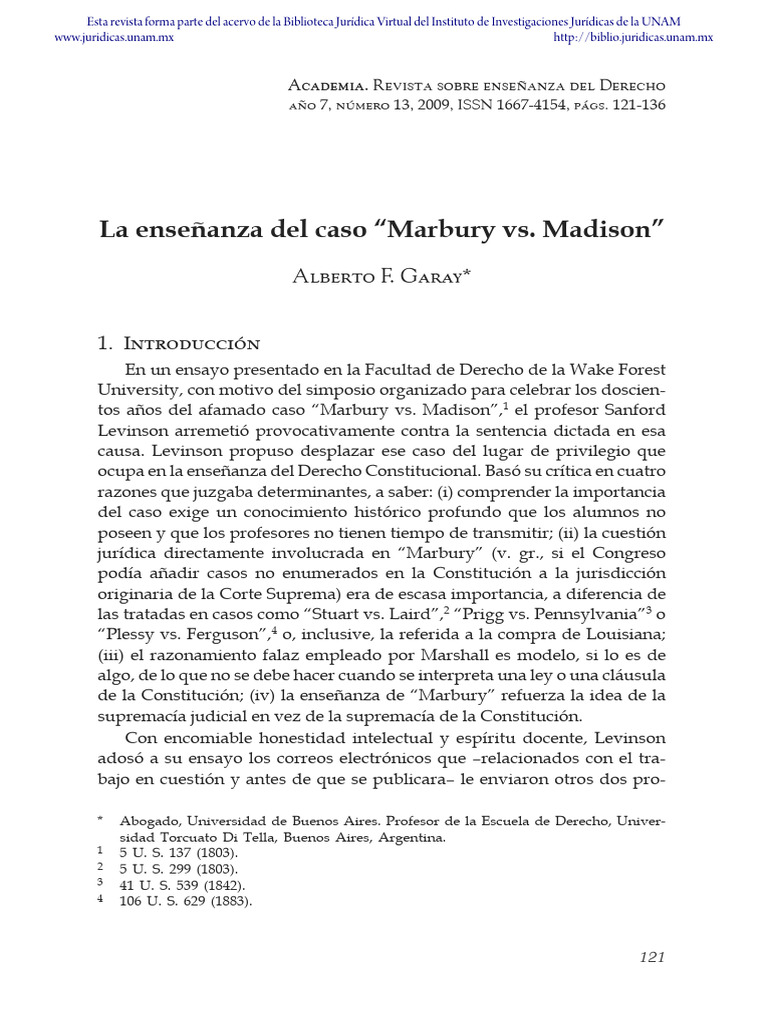 Las Enseñanzas de Marbury vs Madison | PDF | Constitución | Precedente