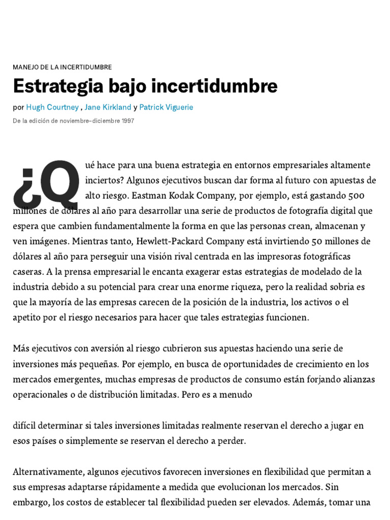Estrategias Empresariales ante Incertidumbre | PDF | Investigación de ...