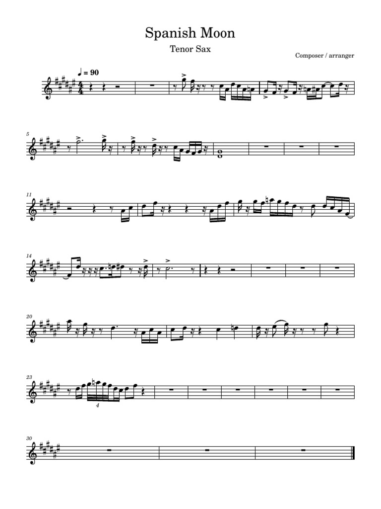 Spanish Moon for Tenor Sax | PDF