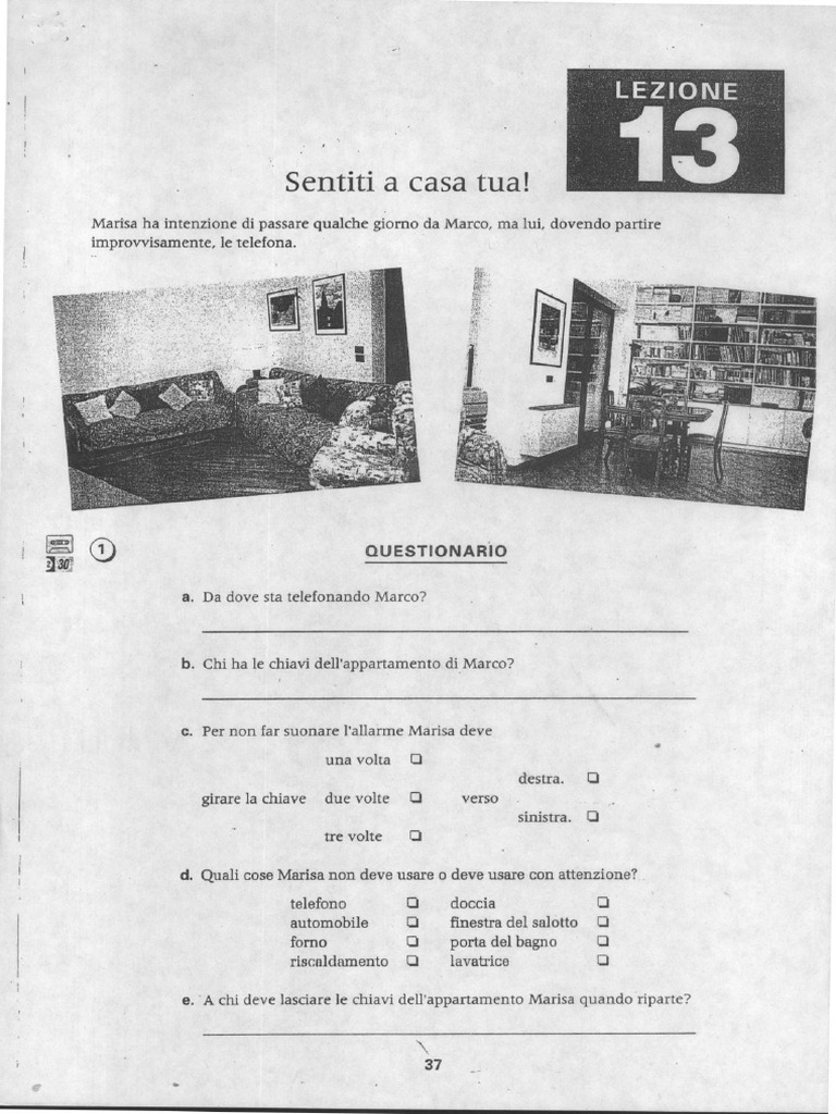 Sentiti A Casa Tua 1 - Questionario | PDF