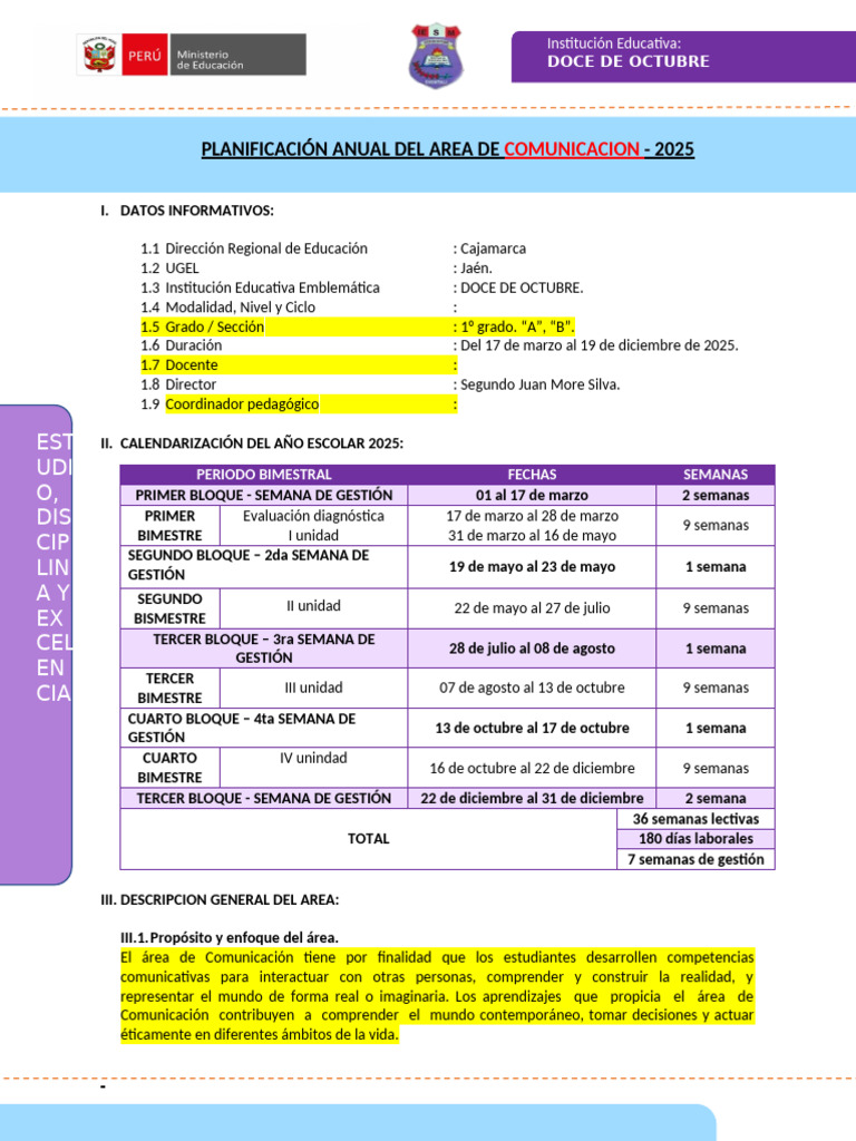 Planificación Anual ......... 2025 | PDF | Evaluación | Aprendizaje