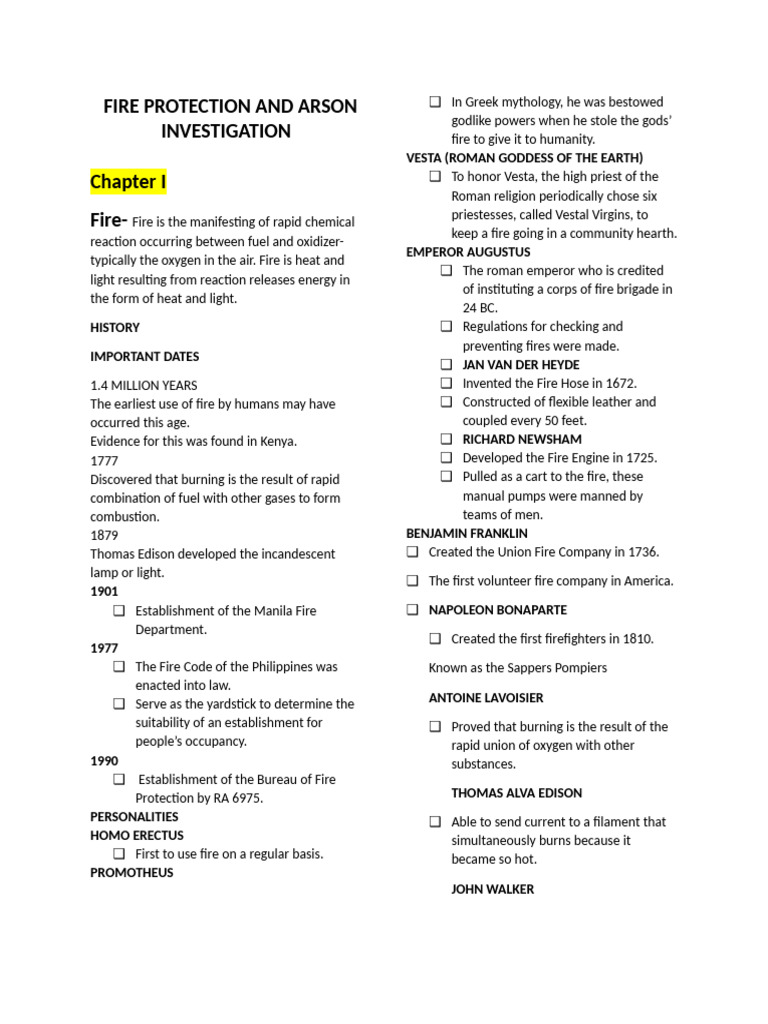 Fire Notes Chapter 1 and 2 | PDF | Combustion | Fires