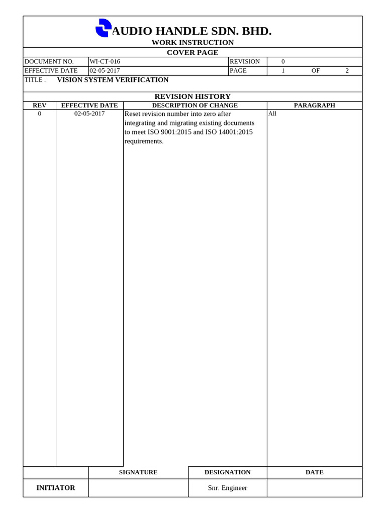 Vision System Verification Instructions | PDF
