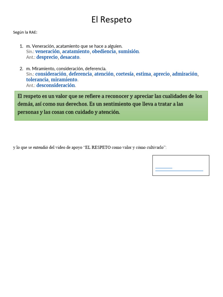 El Valor del Respeto en la Escuela | PDF