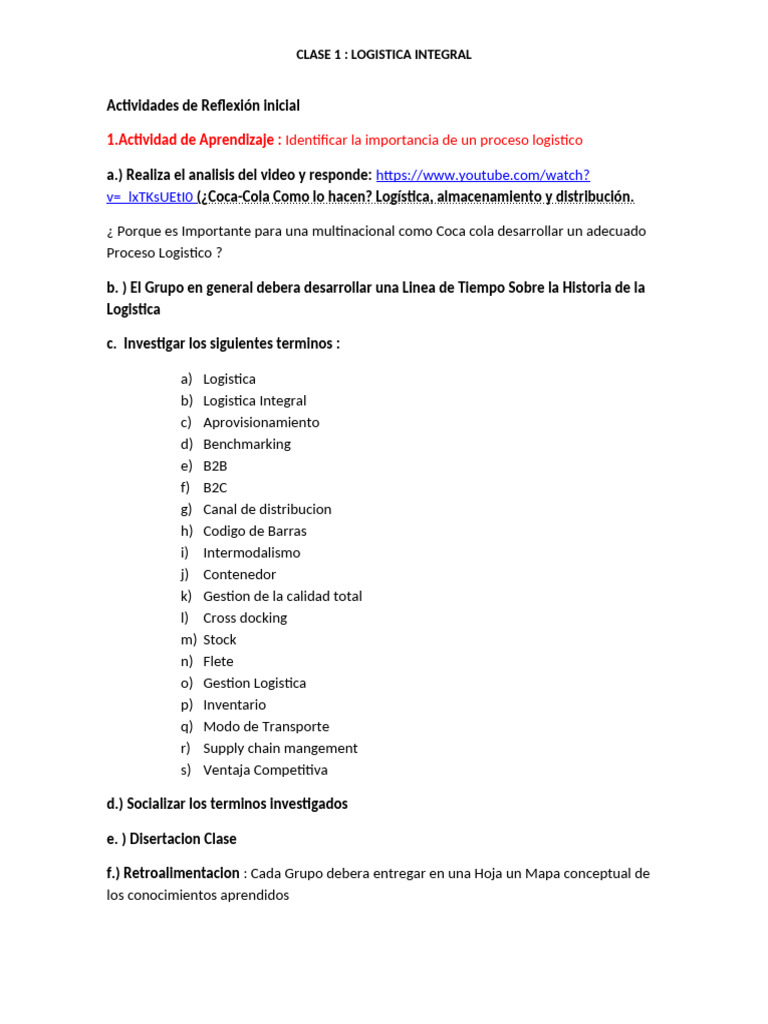 Planeador Clase 1 Logistica Integral | PDF