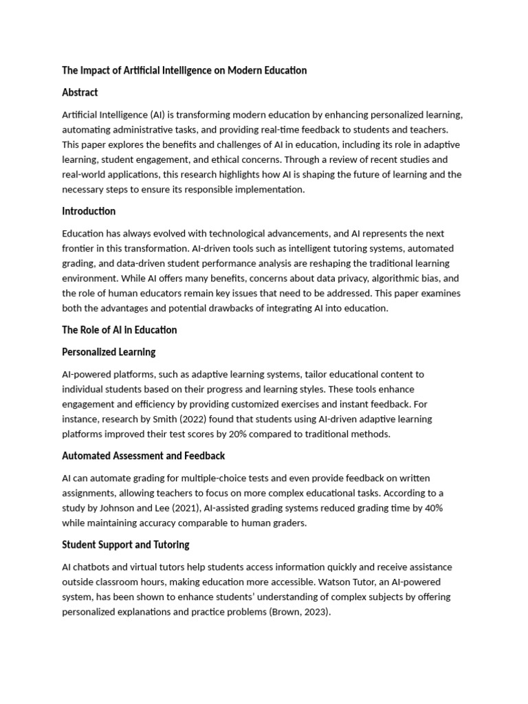 AI's Transformative Role in Education | PDF | Artificial Intelligence ...