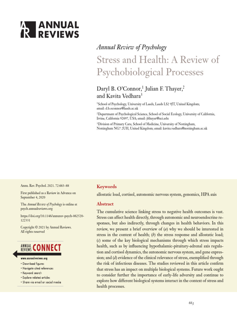 O'Connor Et Al. (2021) | PDF | Stress (Biology) | Adrenocorticotropic ...