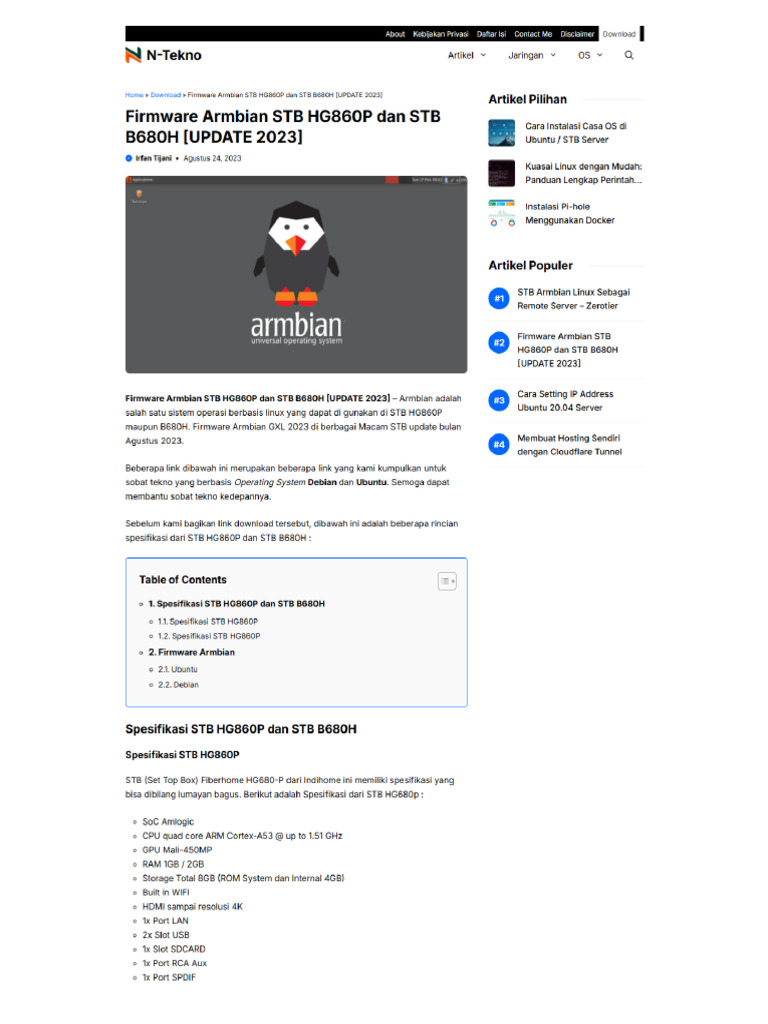 Screencapture N Tekno Web Id Download Firmware Armbian Lnux STB 2025 02 ...