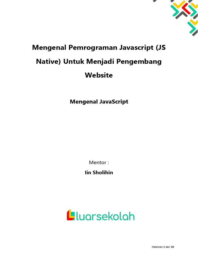 Memahami JavaScript untuk Web Modern | PDF