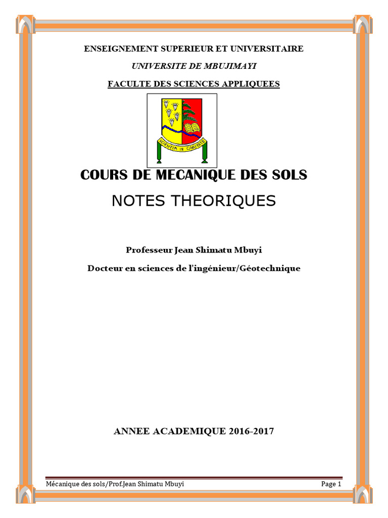 Mécanique des sols et géotechnique | PDF | Mécanique des sols | Sol ...