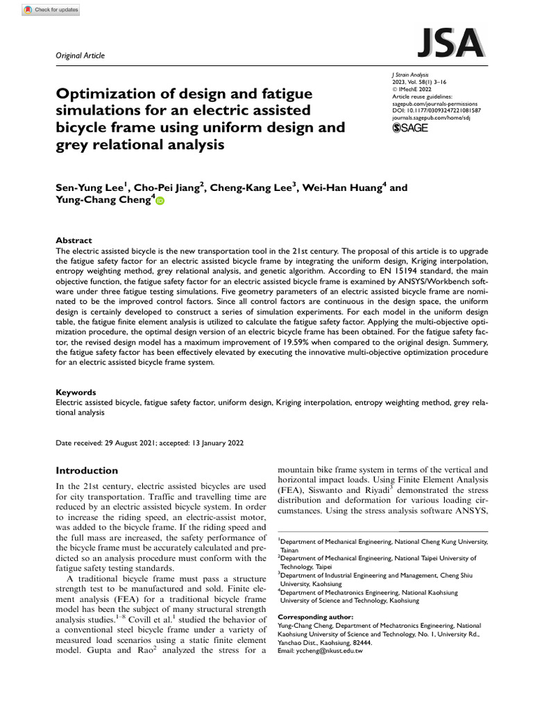 Optimization of Design and Fatigue Simulations For An Electric Assisted ...