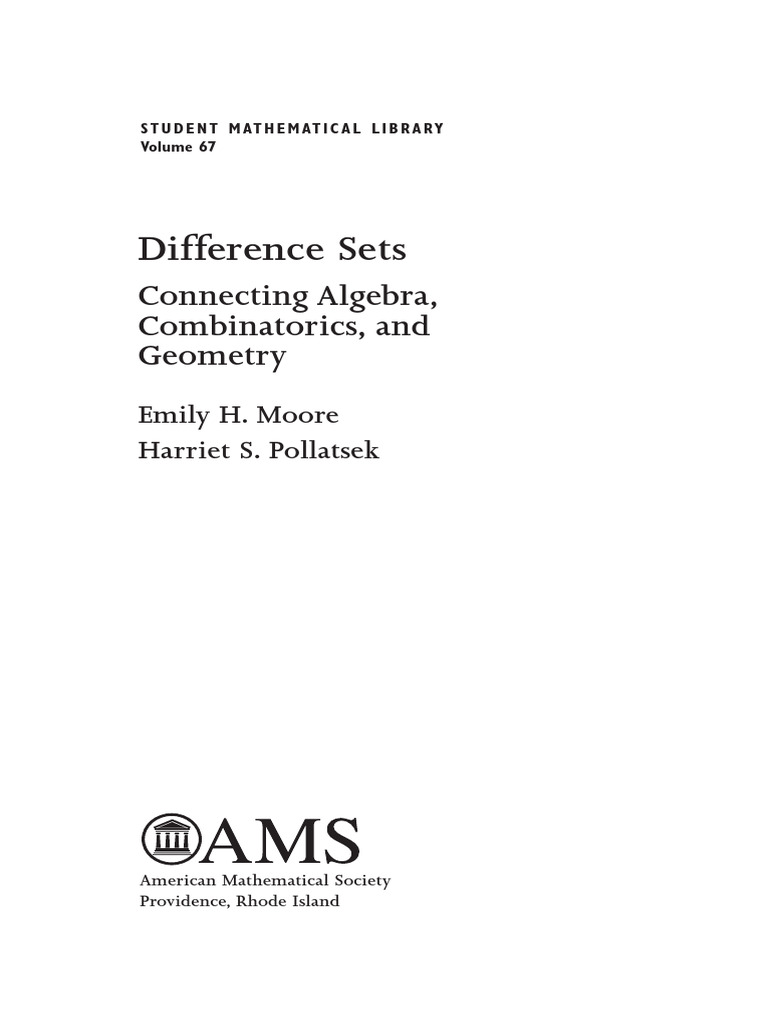 Difference Sets: Algebra and Geometry Connections | PDF | Matrix ...
