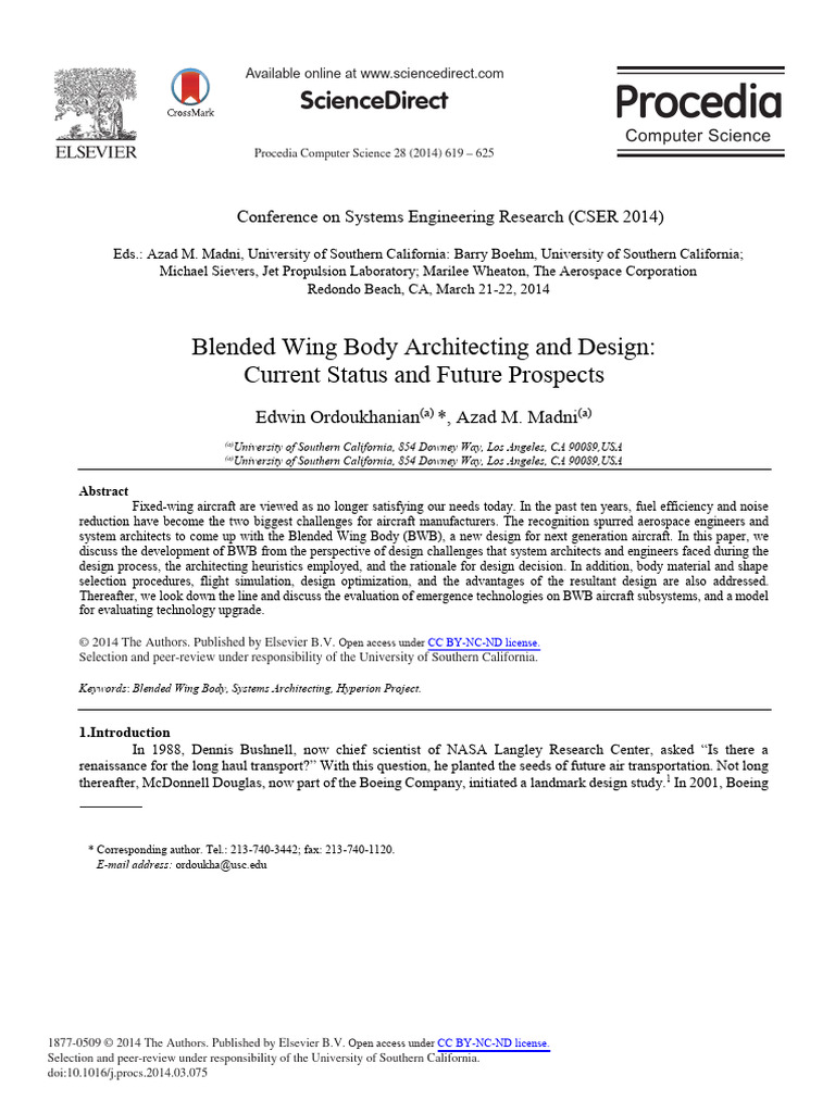 Blended Wing Body Aircraft Design Insights | PDF | System | Aircraft