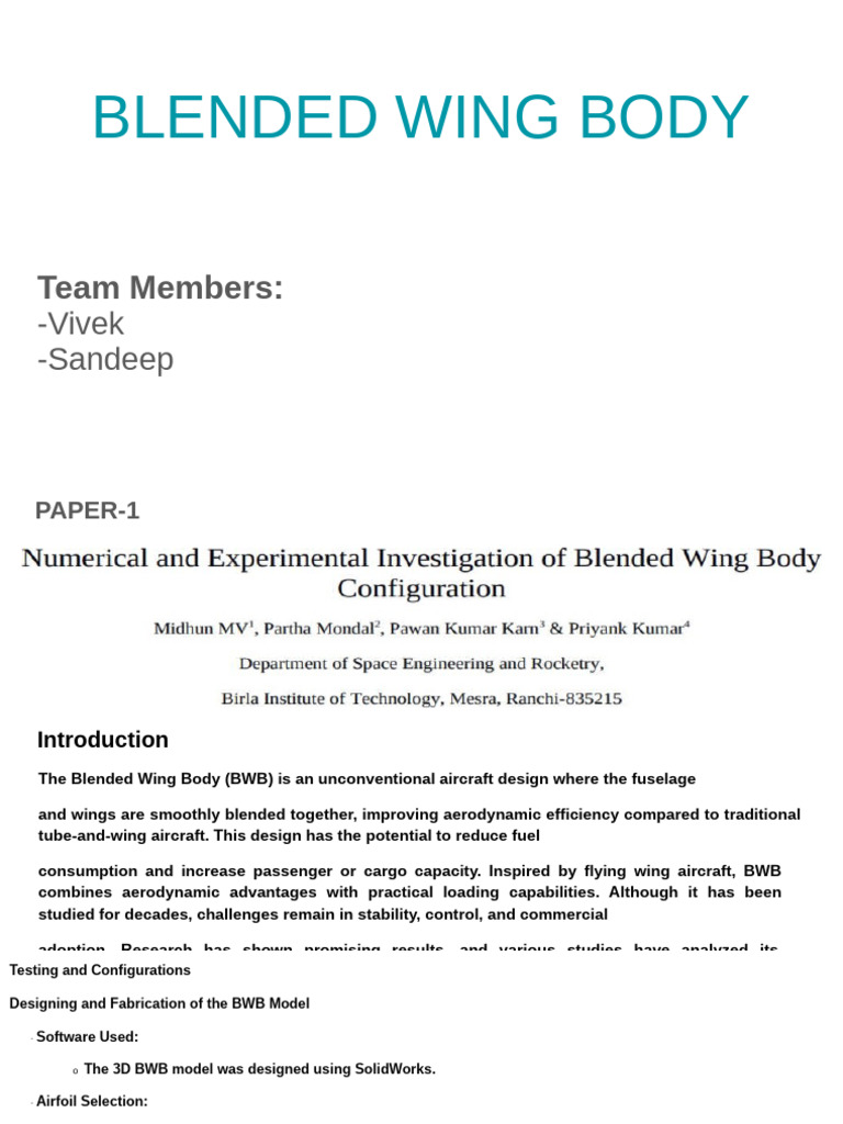 Blended Wing Body | PDF | Aircraft | Vehicle Design