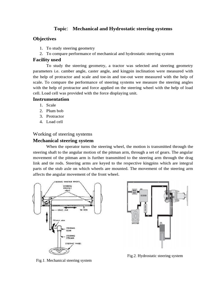 Comparing Mechanical and Hydrostatic Steering | PDF | Steering ...
