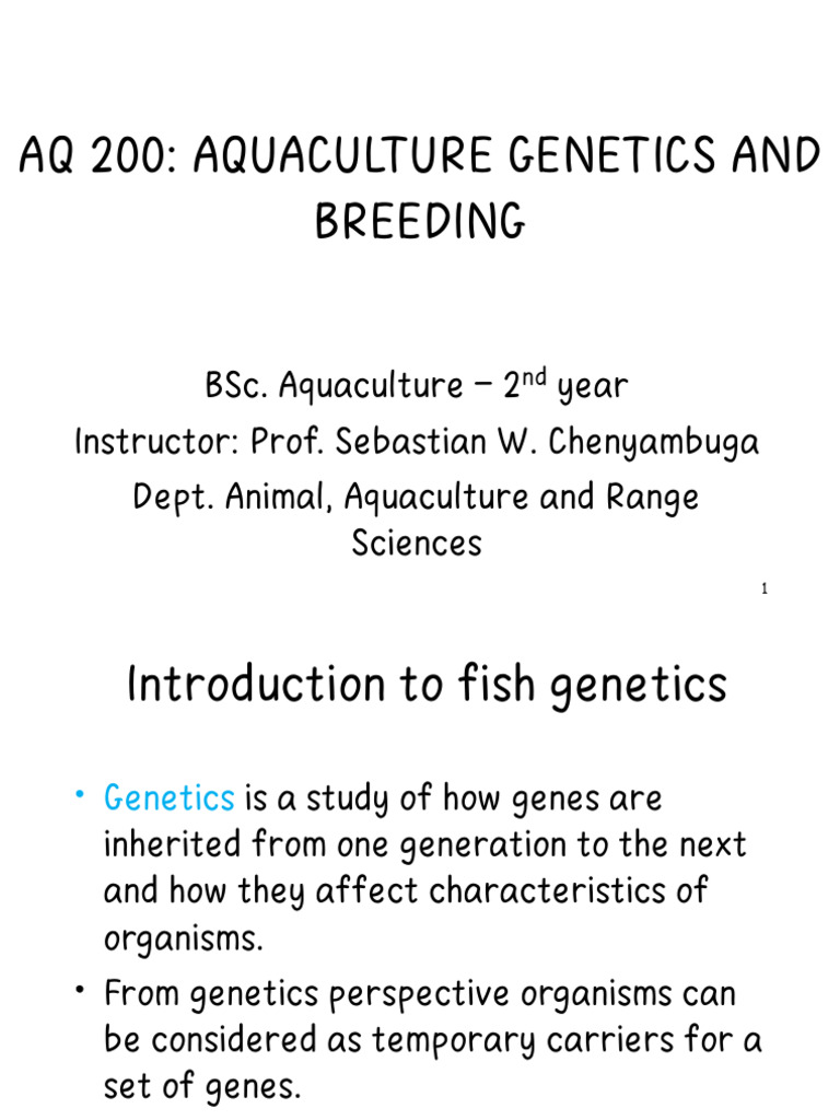 Fish Genetics and Breeding Overview | PDF | Dominance (Genetics) | Genotype