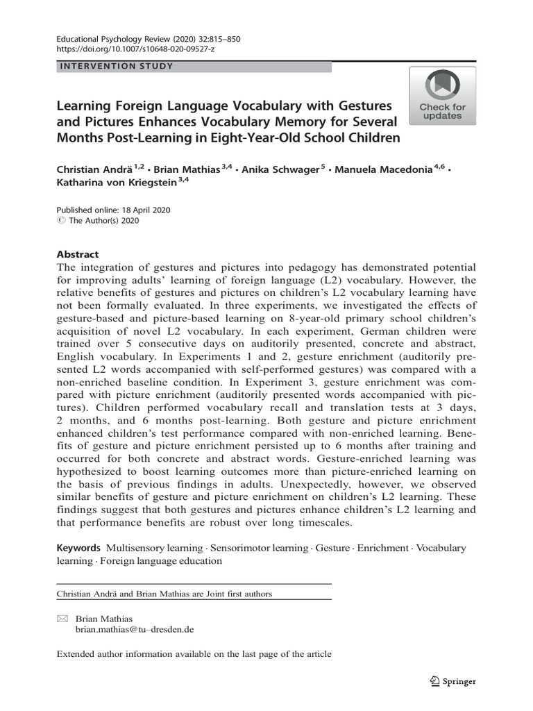 Enhancing L2 Vocabulary in Children | PDF | Second Language | Vocabulary