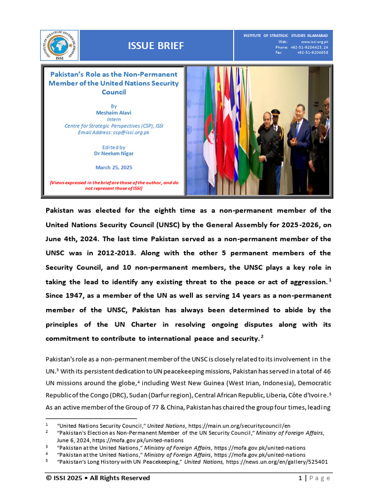 Pakistan's UNSC Role 2025-2026 | PDF | United Nations Security Council ...