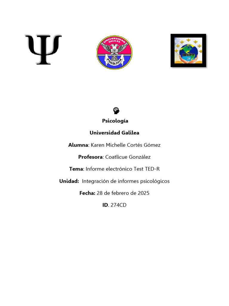 Informe Test TED-R en Psicología | PDF