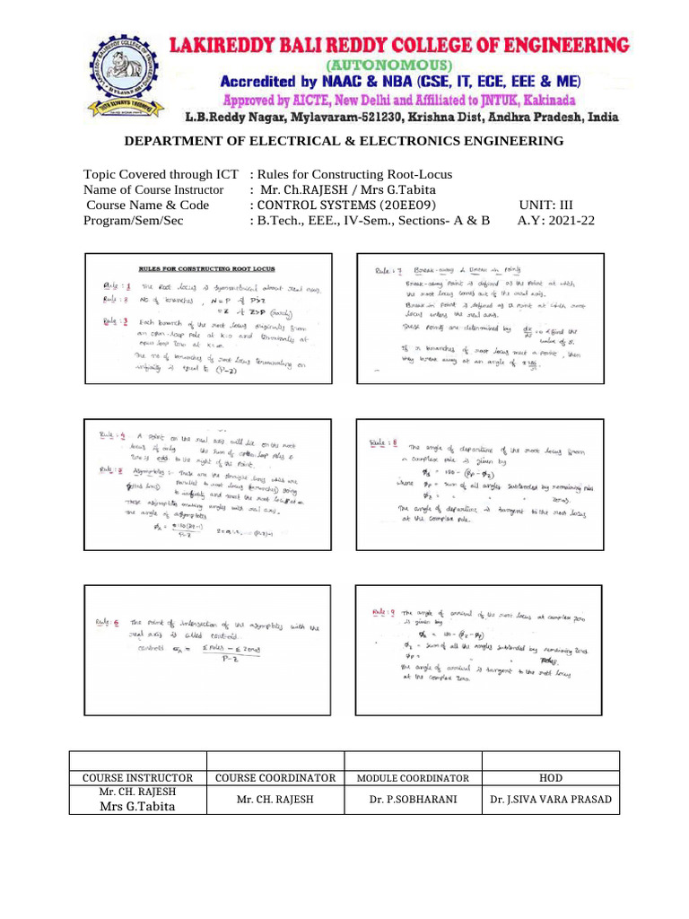 Root-Locus Construction Rules in Control Systems | PDF
