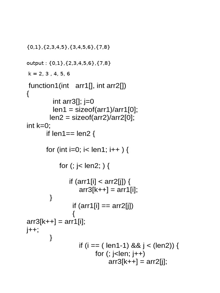 Merge Two Arrays in C++ Code | PDF