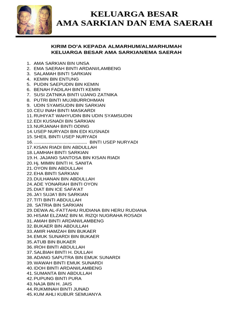 Doa untuk Keluarga Sarkian | PDF