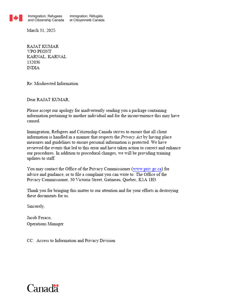 Privacy Letter | PDF