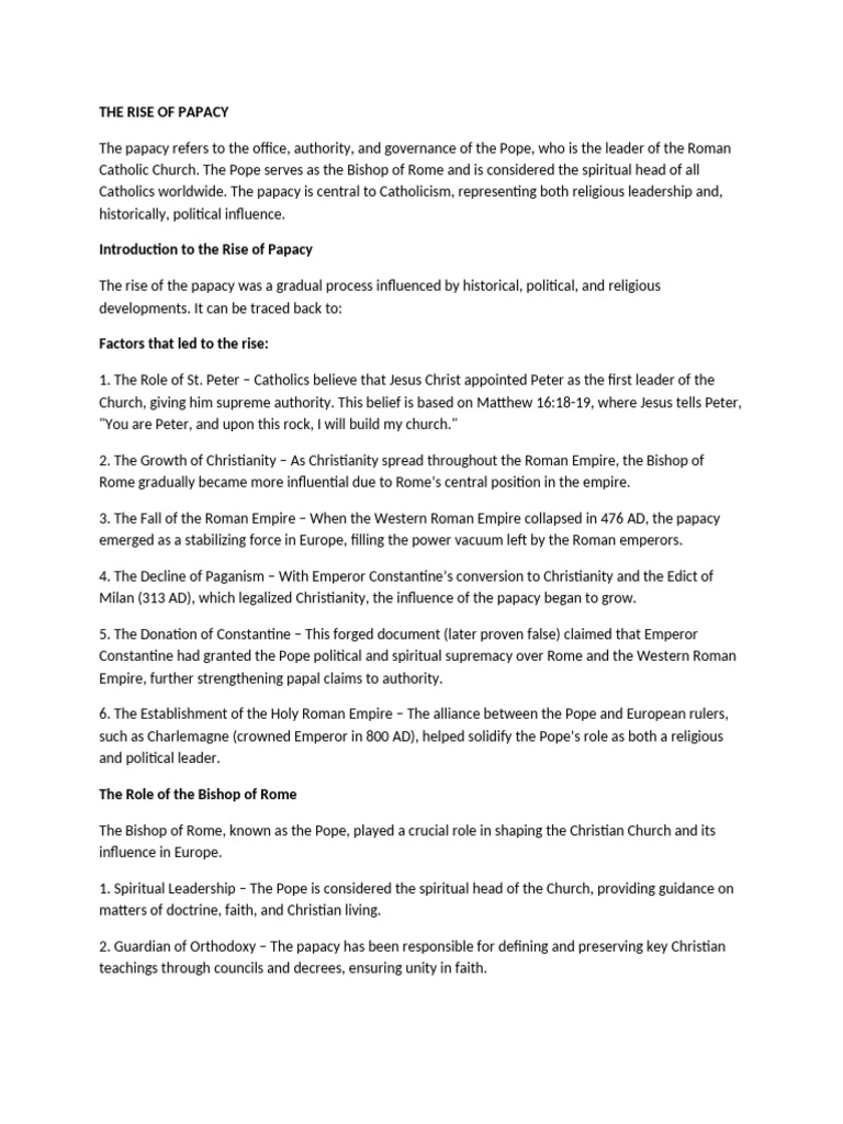 The Papacy's Power in Medieval Europe | PDF | Pope | Catholic Church