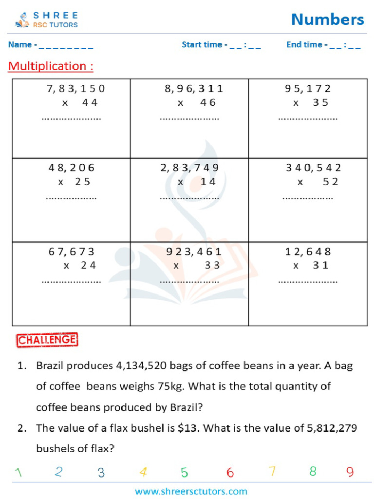 Multiplication and Division of Large Numbers | PDF