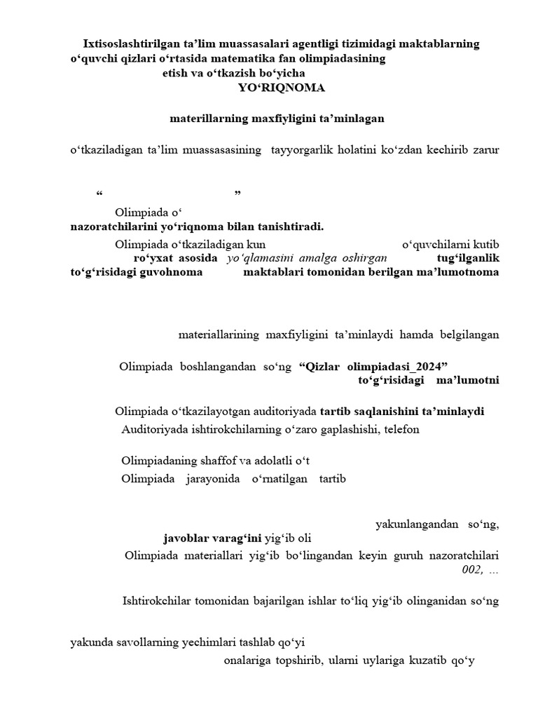 Agentlik vakillari uchun yo‘riqnoma | PDF