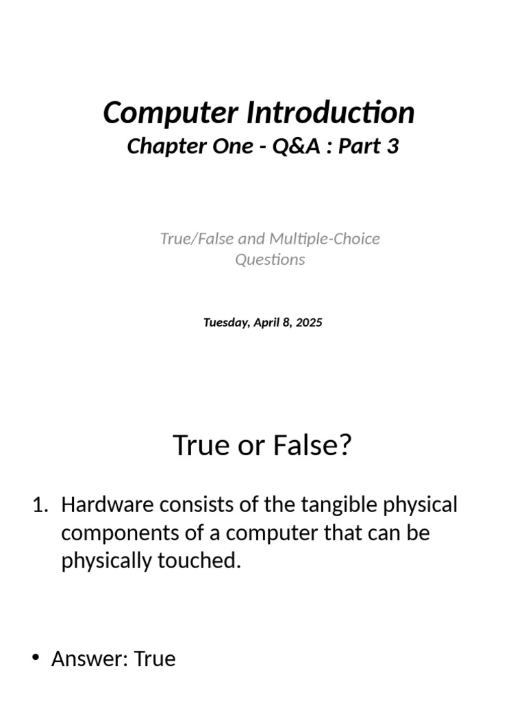 CIT Chapter One - Q&A Part 3 | PDF | Computer Hardware | Computer Data ...