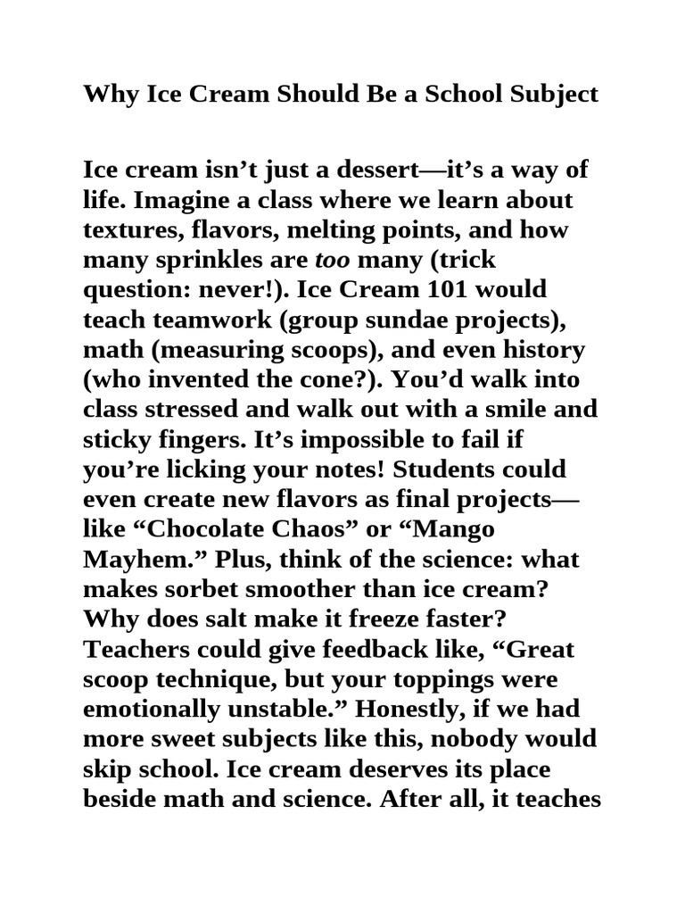 Ice Cream as a Fun School Subject | PDF