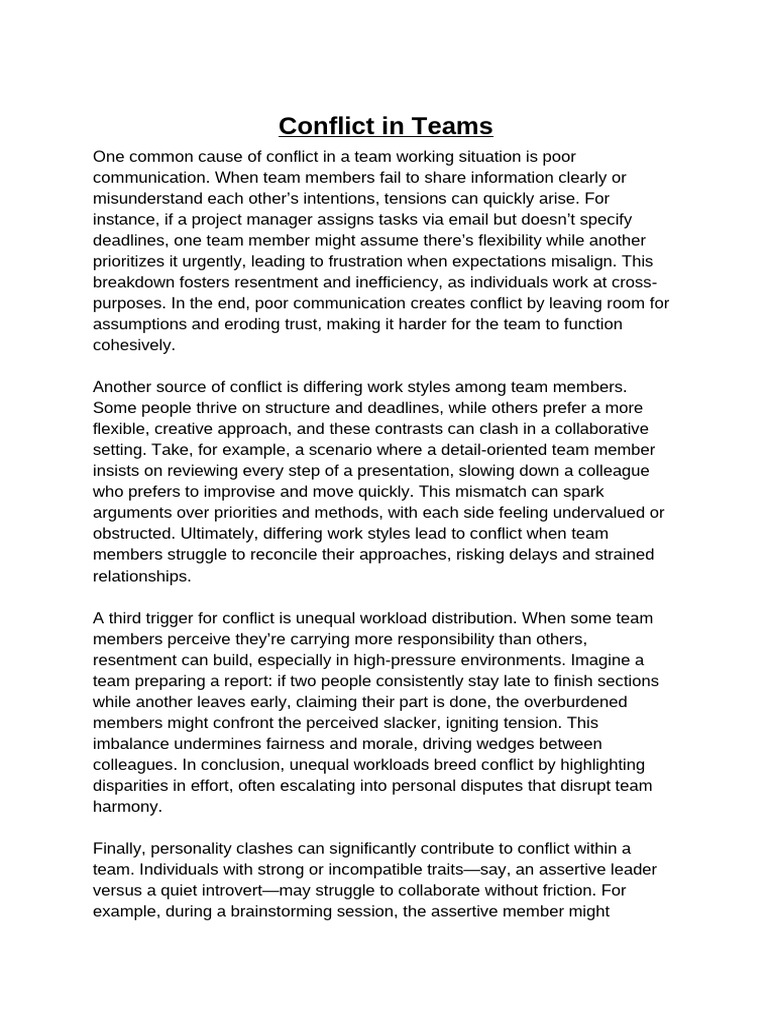 Causes of Conflict in Teams | PDF | Psychology | Social Psychology