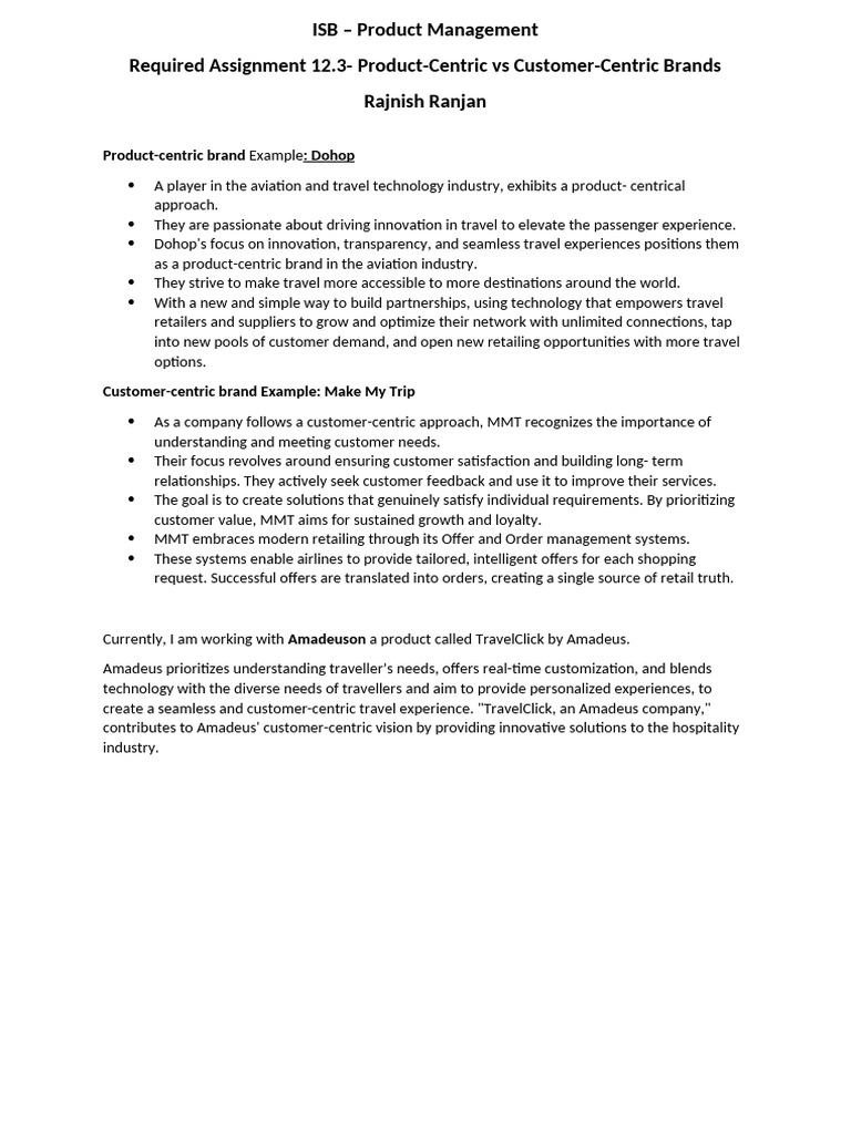 Product-Centric vs Customer-Centric Brands | PDF