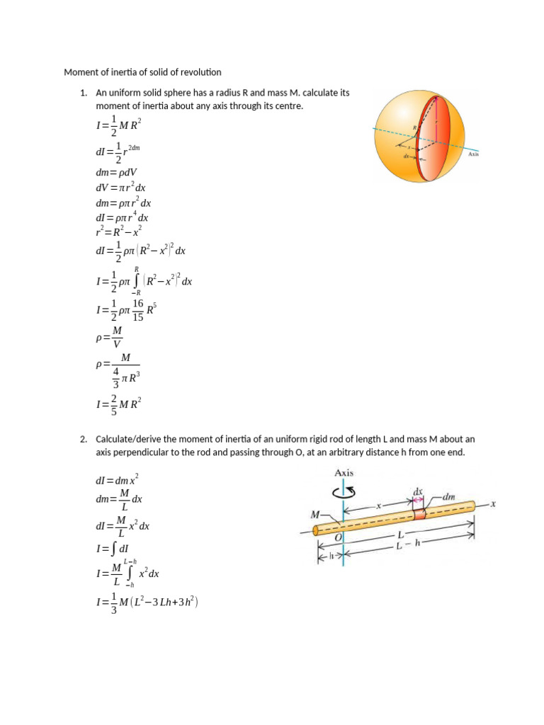 Moment of Inertia in Solids of Revolution | PDF | Geometry | Geometric ...