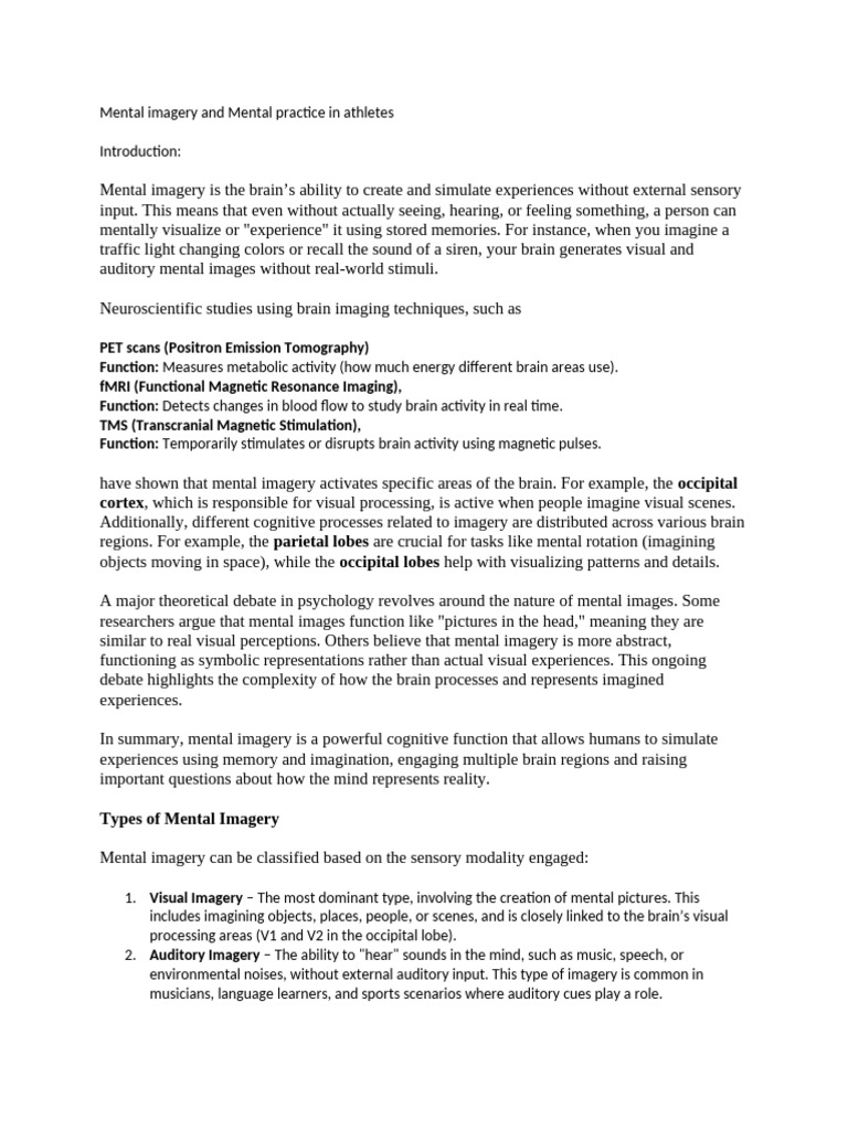 Mental Imagery and Mental Practice in Athletes | PDF | Mental Image ...