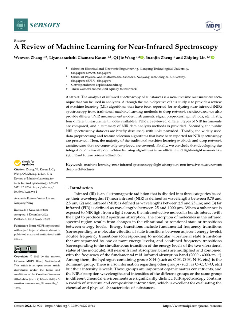 Sensors 22 09764 | PDF | Absorption Spectroscopy | Infrared