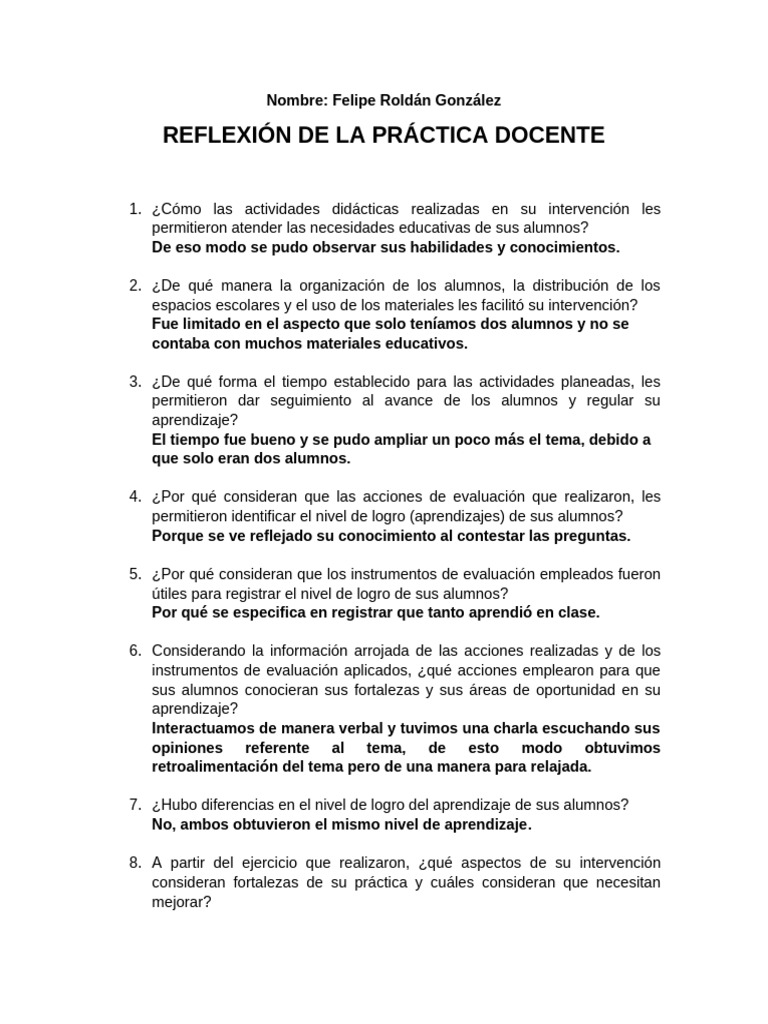 Reflexiones sobre la Práctica Docente | PDF