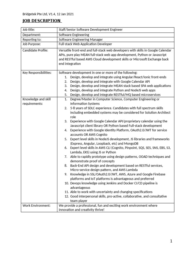 Staff/Senior Software Engineer Role | PDF | Amazon Web Services ...