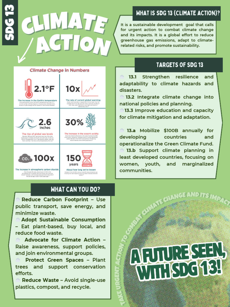 SDG 13: Climate Action Explained | PDF | Climate Change Mitigation ...