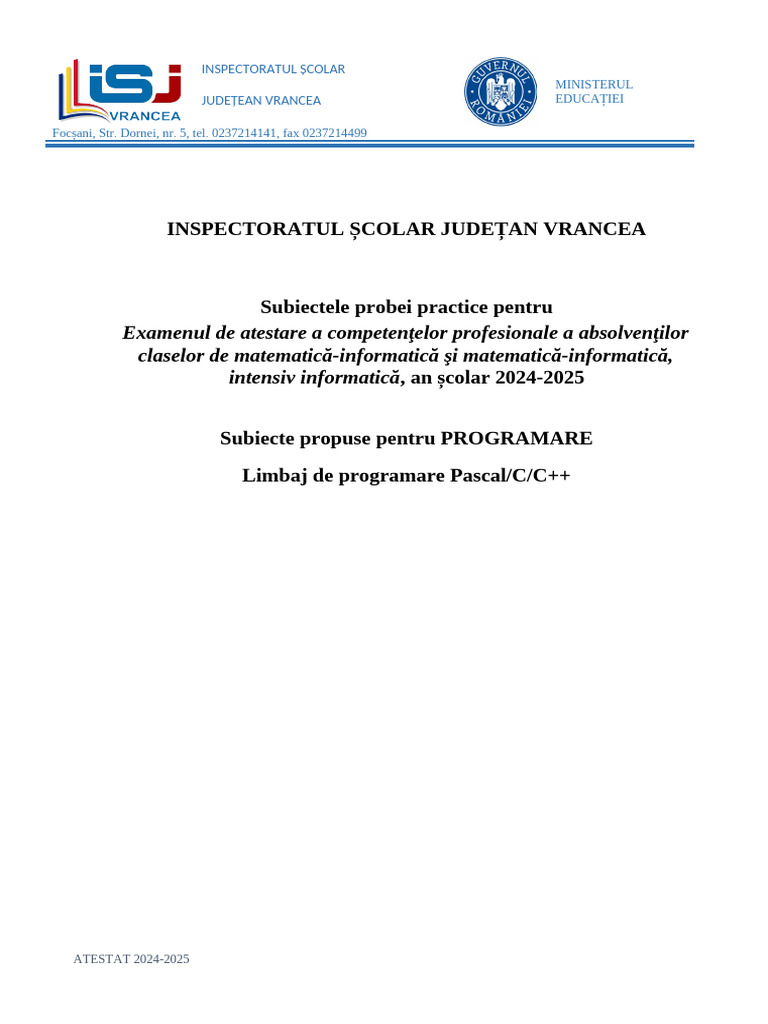 2025 Subiecte Programare | PDF